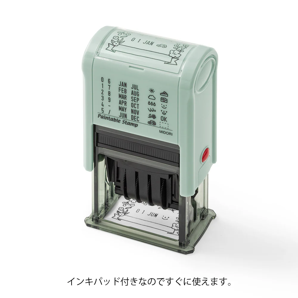 ミドリ スタンプ 回転印 日付 花柄 1個 - Image 2