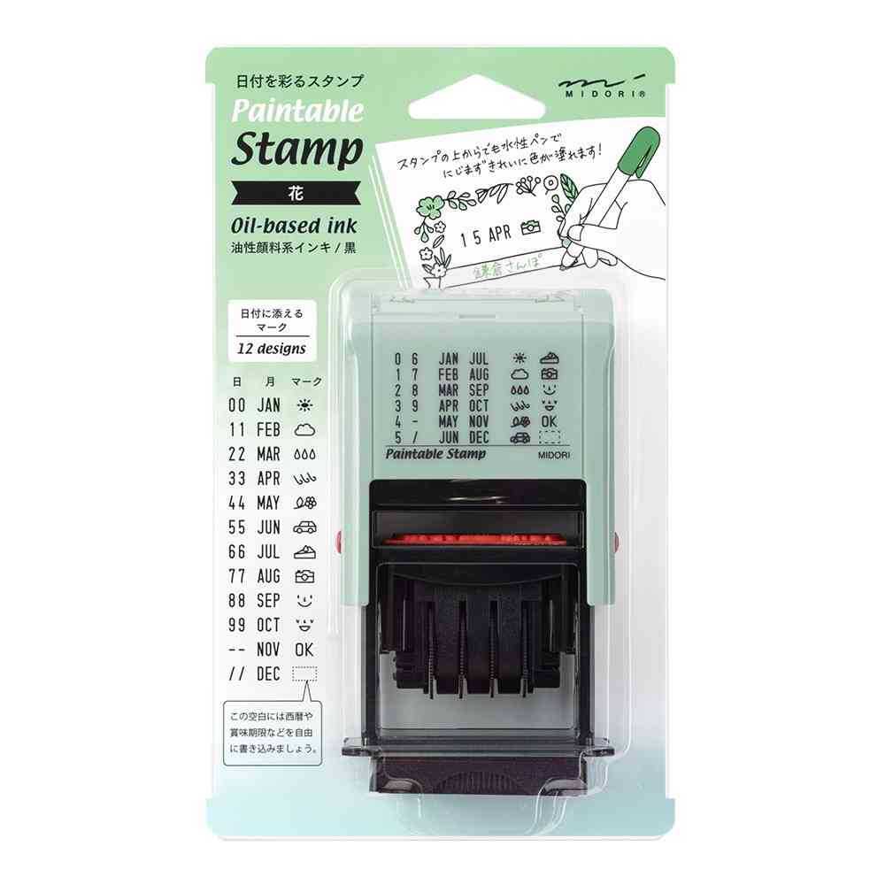 ミドリ スタンプ 回転印 日付 花柄 1個 - Image 6