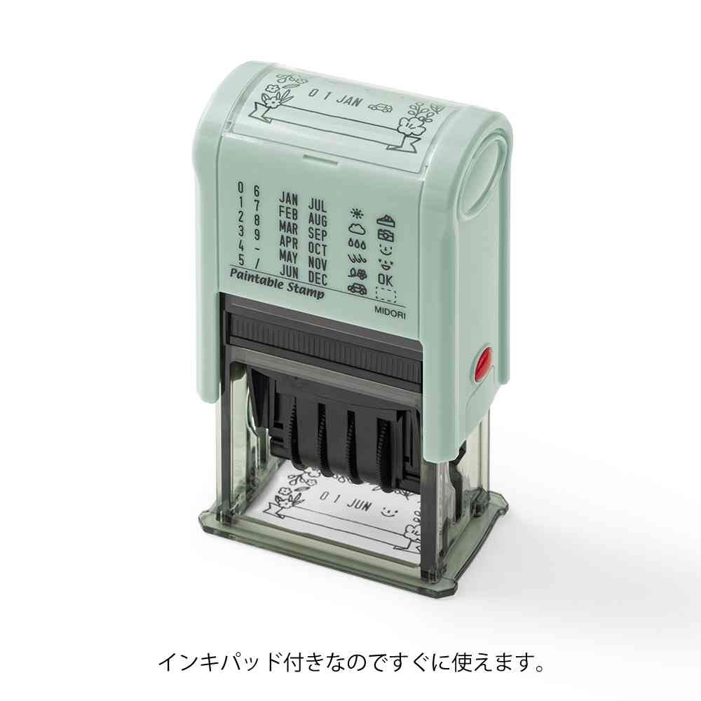 ミドリ スタンプ 回転印 日付 花柄 1個 - Image 7