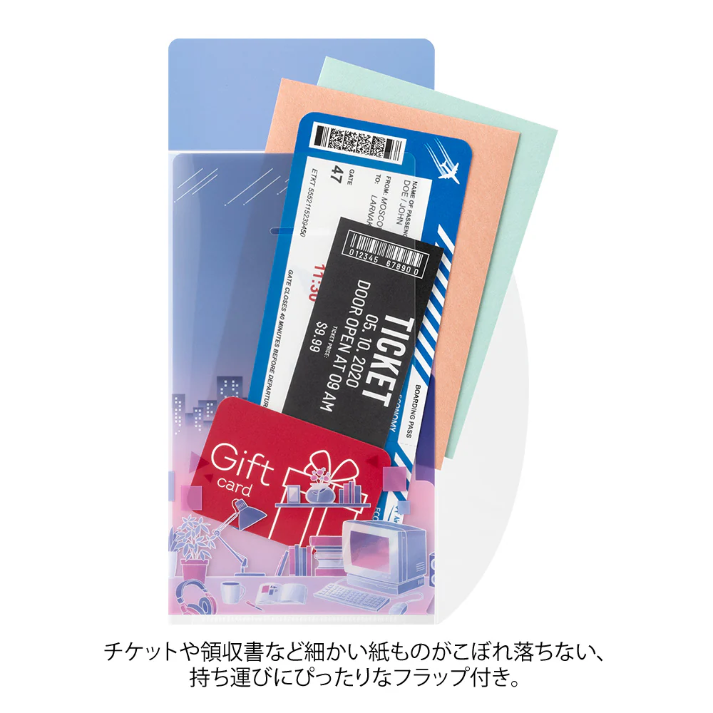ミドリ 3ポケットクリアホルダー＜A5スリム＞ フラップ付 シティポップ柄 1個 - Image 3