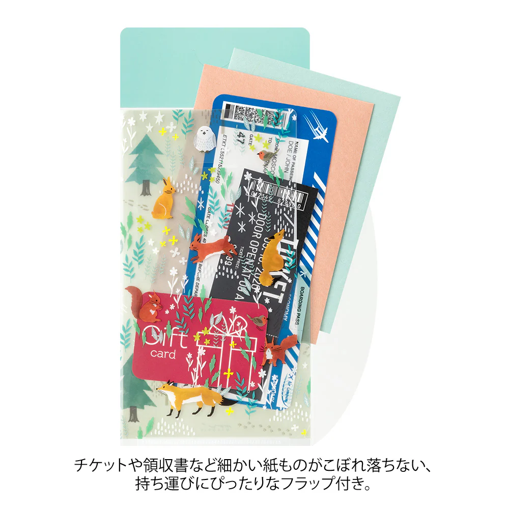 ミドリ 3ポケットクリアホルダー<A5スリム> フラップ付 北欧動物柄 1個 - Image 3