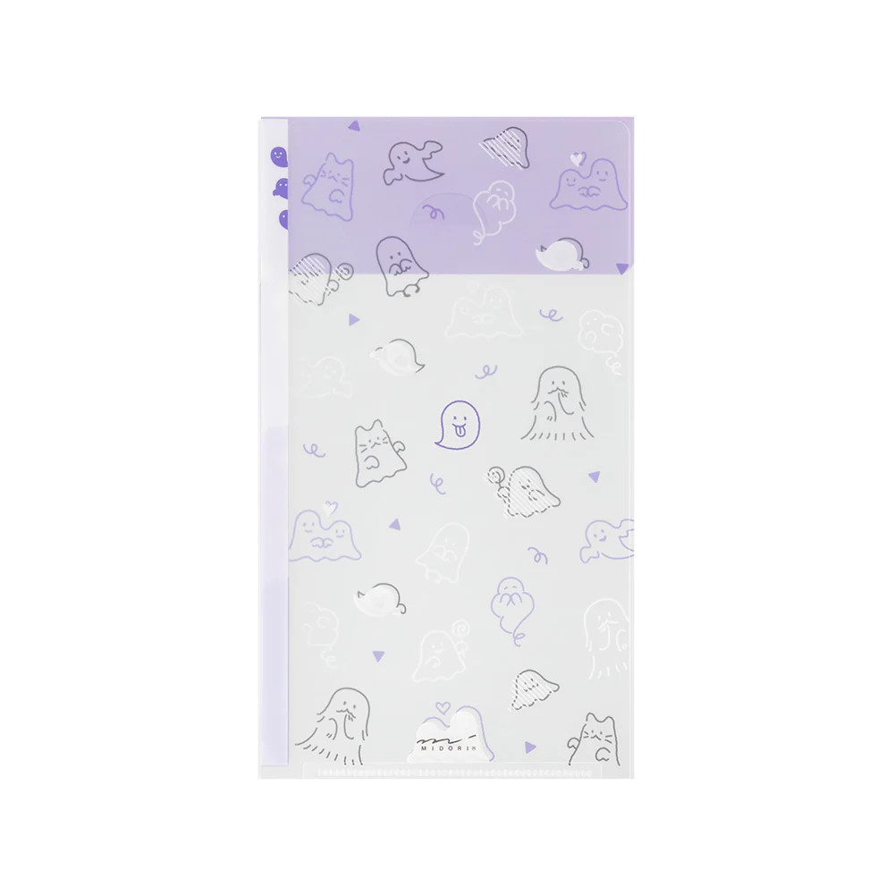 ミドリ 3ポケットクリアホルダー＜A5スリム＞ フラップ付 おばけ柄 1個 - Image 2