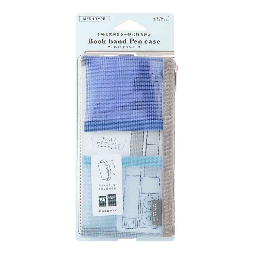 ミドリ ブックバンドペンケース＜B6～A5用＞ メッシュ 水色 1個 - Image 6