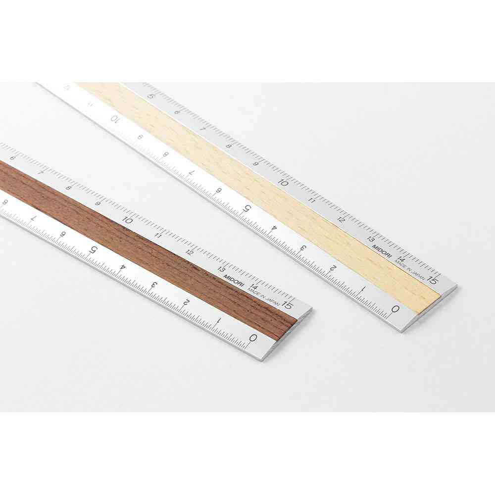 ミドリ アルミ&ウッド定規<15cm> うす茶 1個 - Image 10