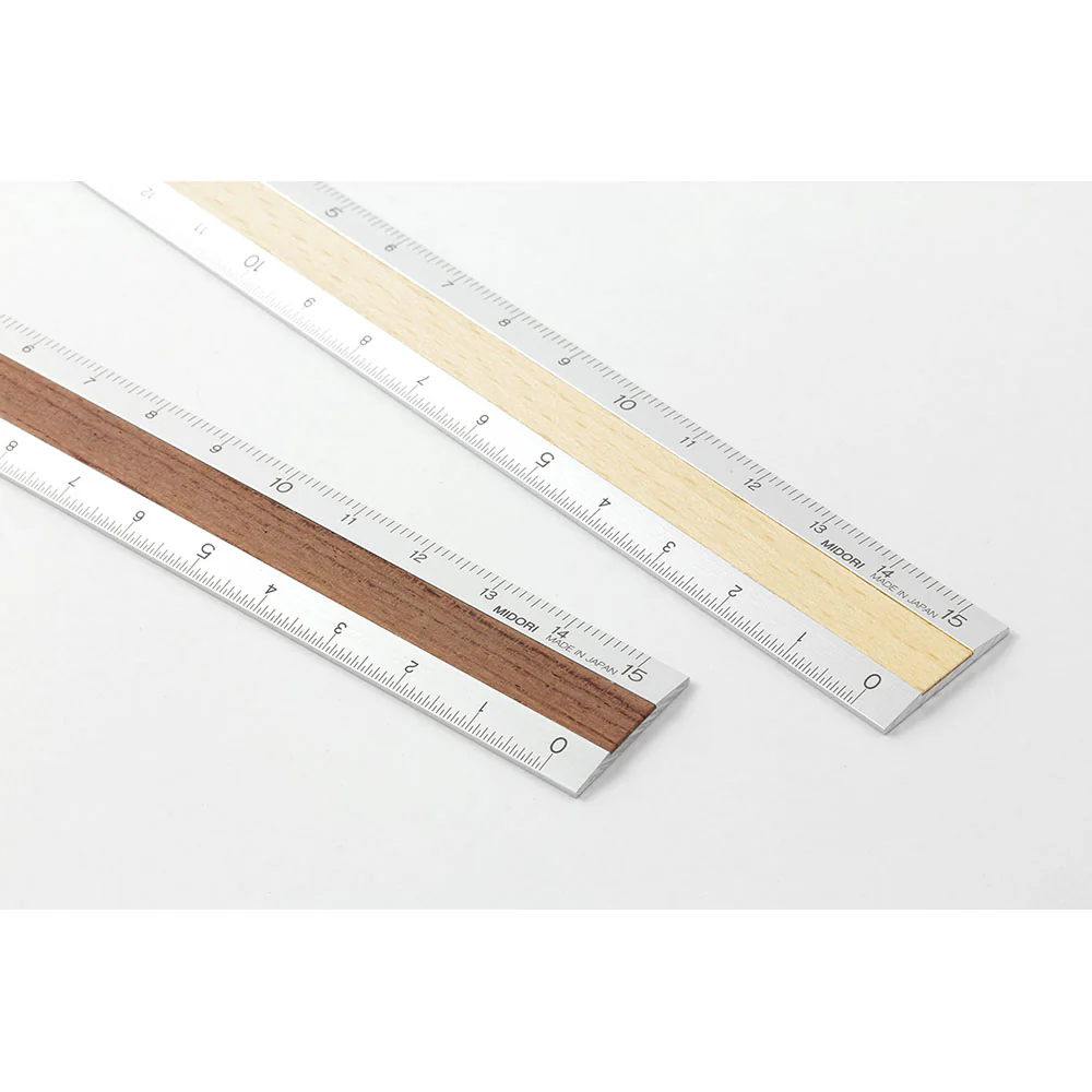 ミドリ アルミ&ウッド定規<15cm> うす茶 1個 - Image 5