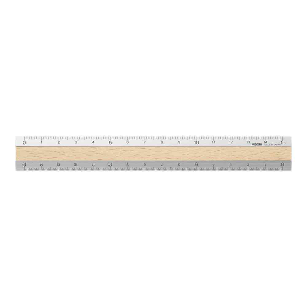 ミドリ アルミ&ウッド定規<15cm> うす茶 1個 - Image 6