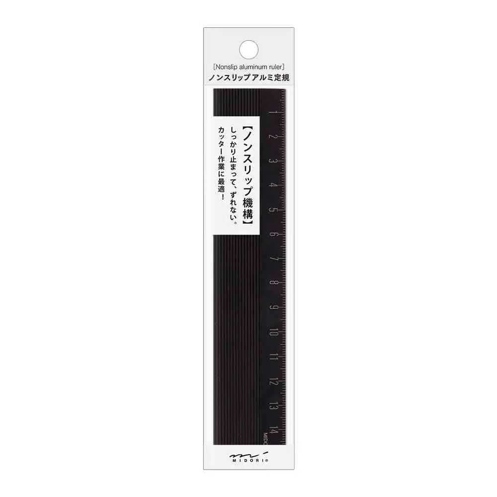 ミドリ アルミ定規＜15cm＞ ノンスリップ 黒 1個 - Image 6