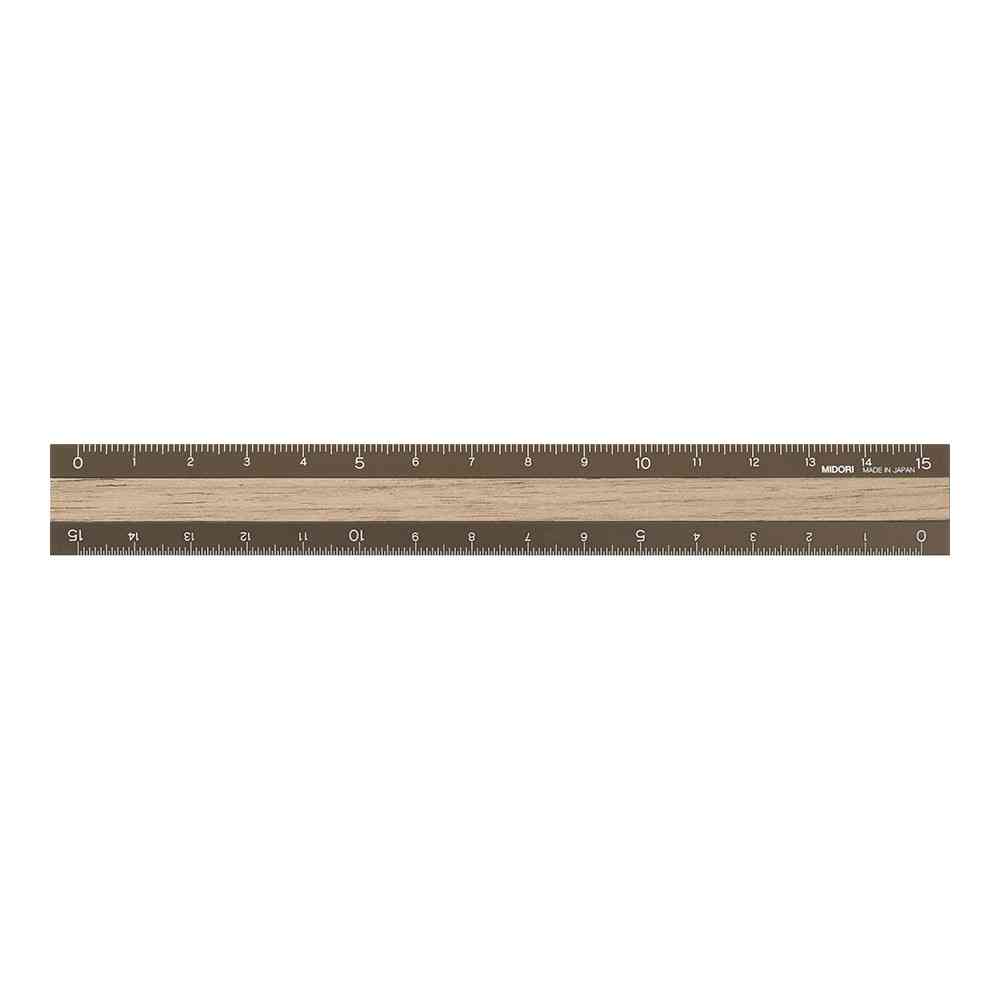 ミドリ アルミ&ウッド定規＜15cm＞ 茶×茶 1個 - Image 6