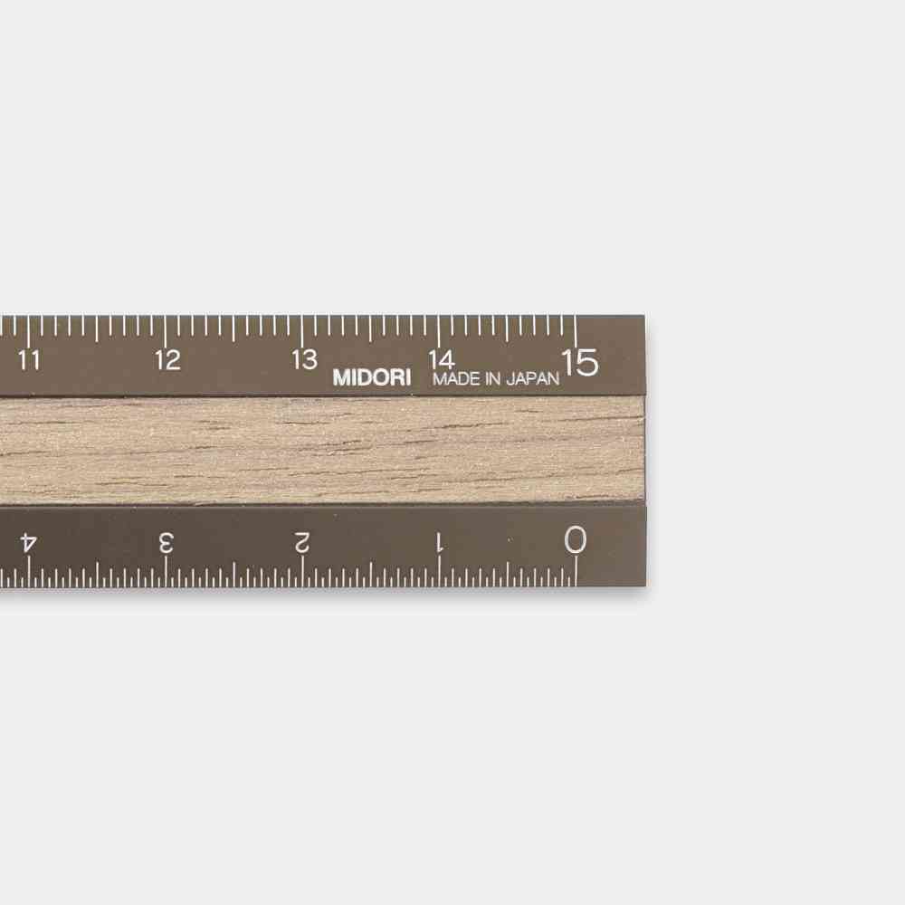 ミドリ アルミ&ウッド定規＜15cm＞ 茶×茶 1個 - Image 7