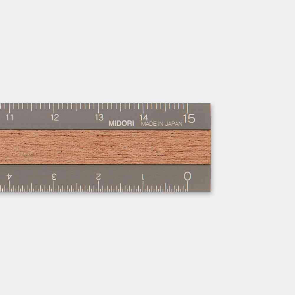 ミドリ アルミ&ウッド定規<15cm> グレー 1個 - Image 6