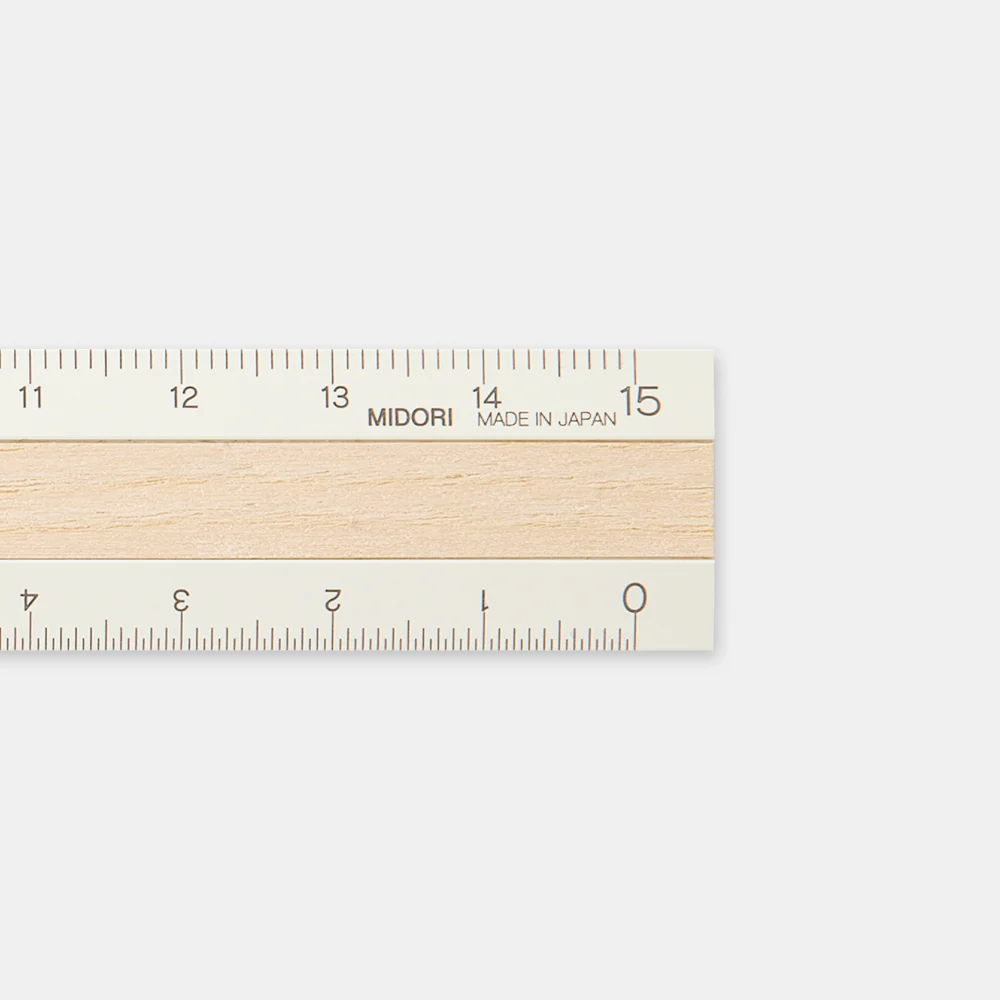 ミドリ アルミ&ウッド定規＜15cm＞ アイボリー 1個 - Image 2