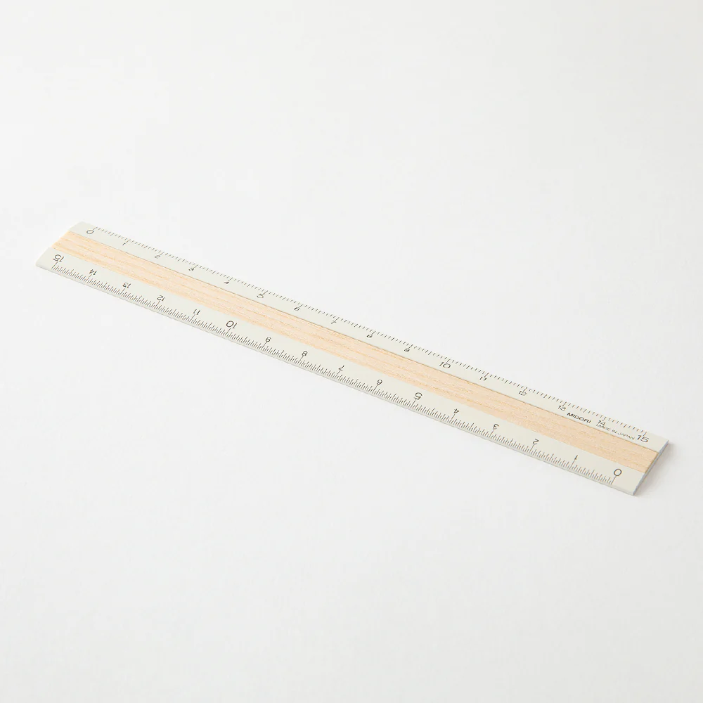 ミドリ アルミ&ウッド定規＜15cm＞ アイボリー 1個 - Image 4