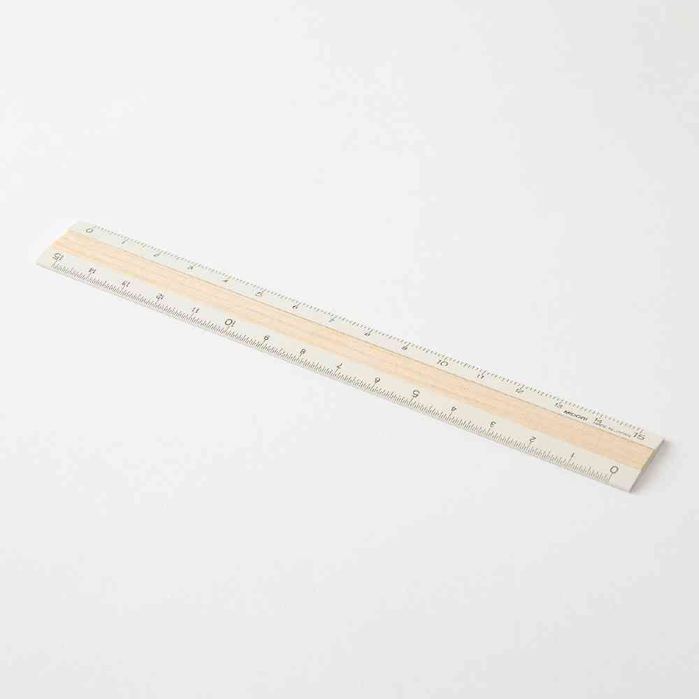 ミドリ アルミ&ウッド定規＜15cm＞ アイボリー 1個 - Image 8