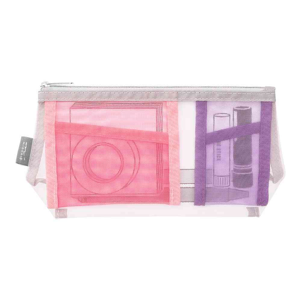 ミドリ ペン&ツールポーチ メッシュ マチ付 ピンク 1個 - Image 6