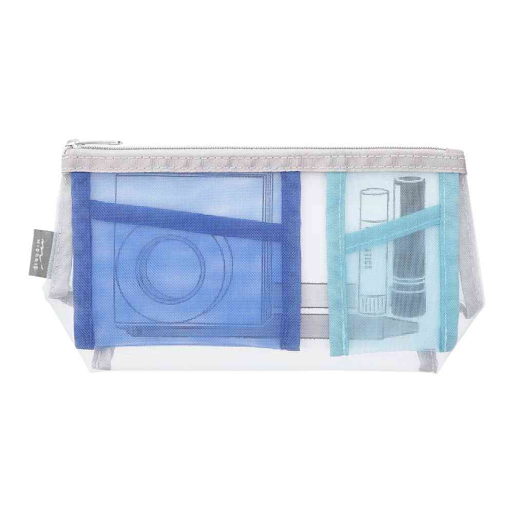 ミドリ ペン&ツールポーチ メッシュ マチ付 水色 1個 - Image 6