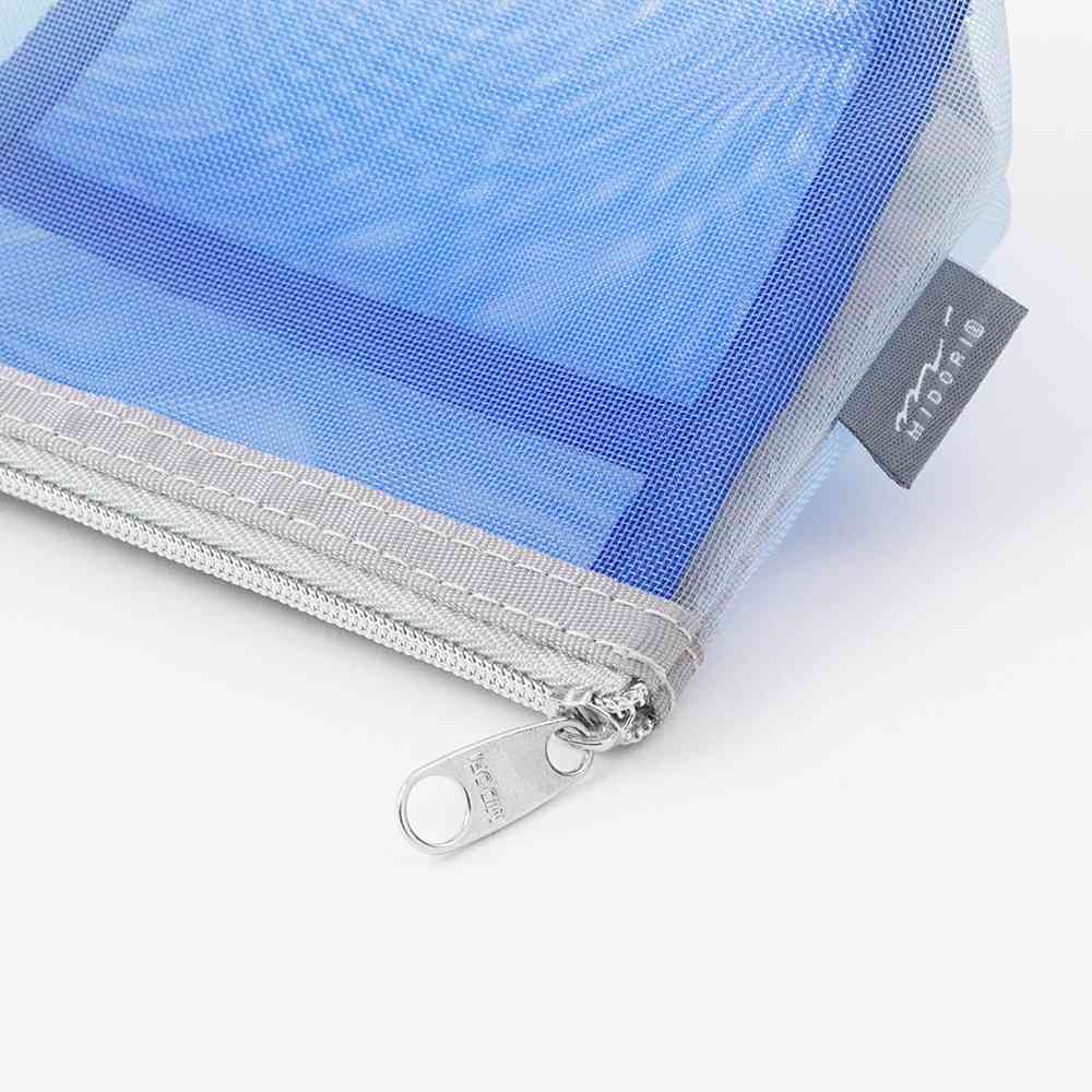 ミドリ ペン&ツールポーチ メッシュ マチ付 水色 1個 - Image 9