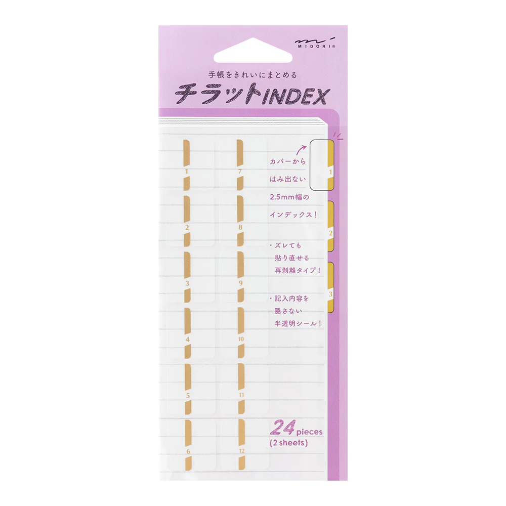 ミドリ インデックスラベル チラット 数字 金 2シート(24枚)