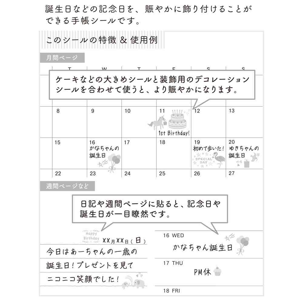 ミドリ シール2459 記念日 バースデー柄 1パック - Image 10
