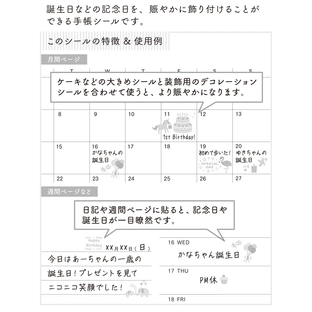 ミドリ シール2459 記念日 バースデー柄 1パック - Image 5