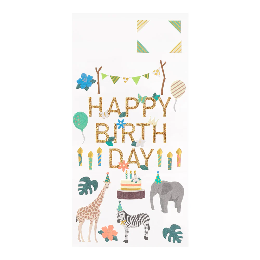 ミドリ シール2514 PCM タイトル 誕生日 動物柄 1シート入 - Image 2