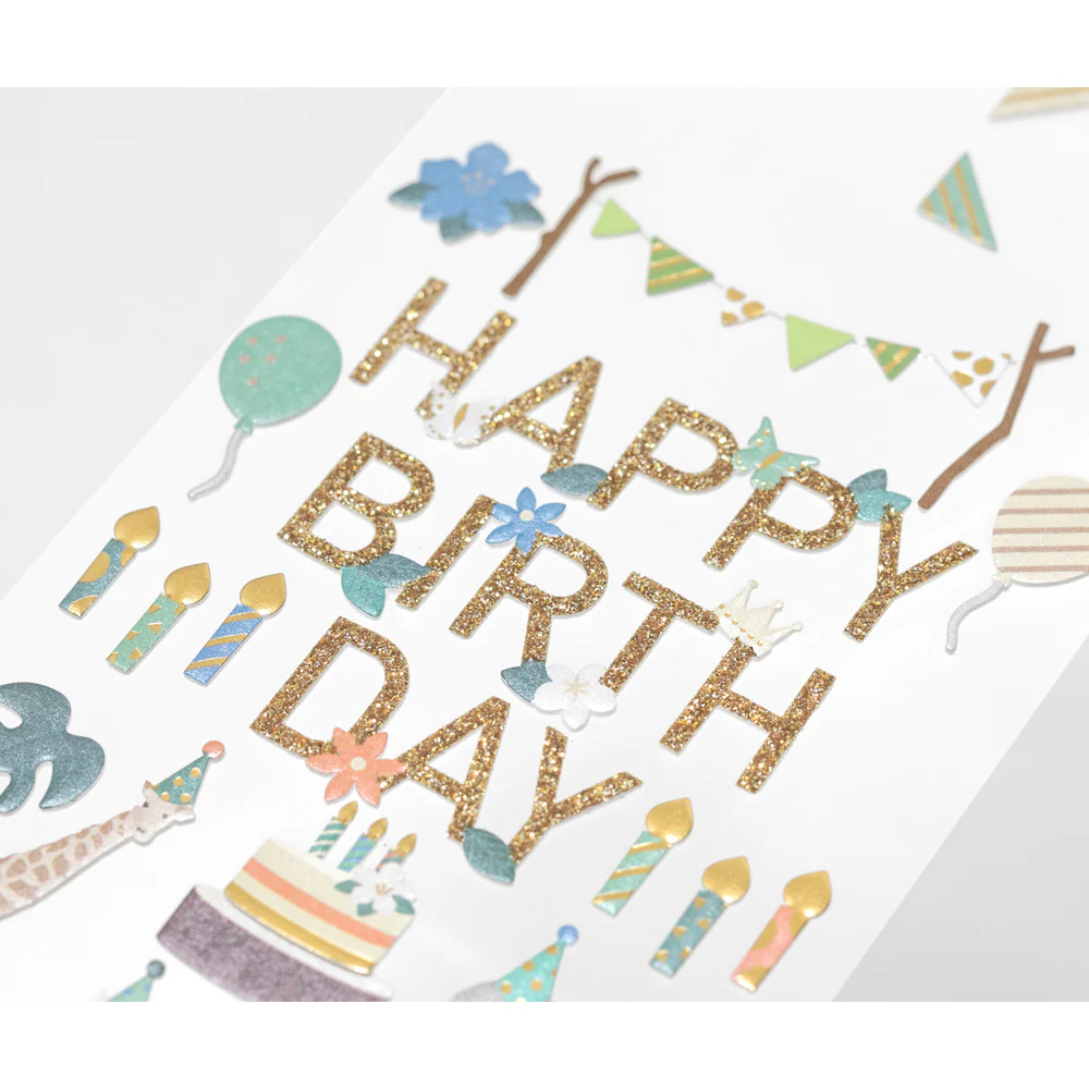 ミドリ シール2514 PCM タイトル 誕生日 動物柄 1シート入 - Image 3