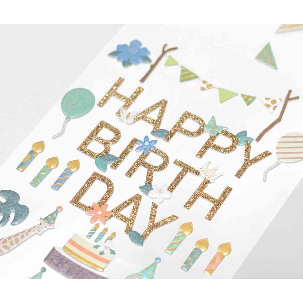 ミドリ シール2514 PCM タイトル 誕生日 動物柄 1シート入 - Image 8