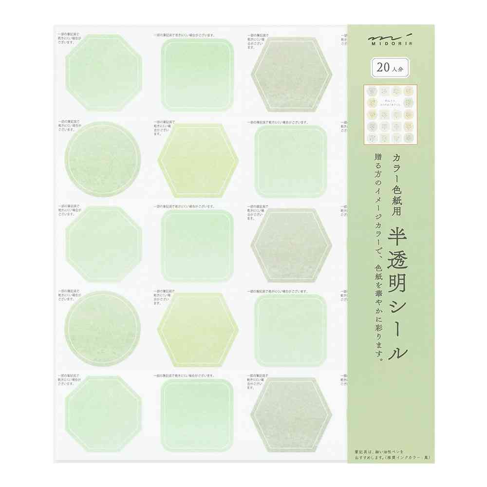 ミドリ カラー色紙用シール 半透明 緑 記入用シール／20枚入 - Image 6