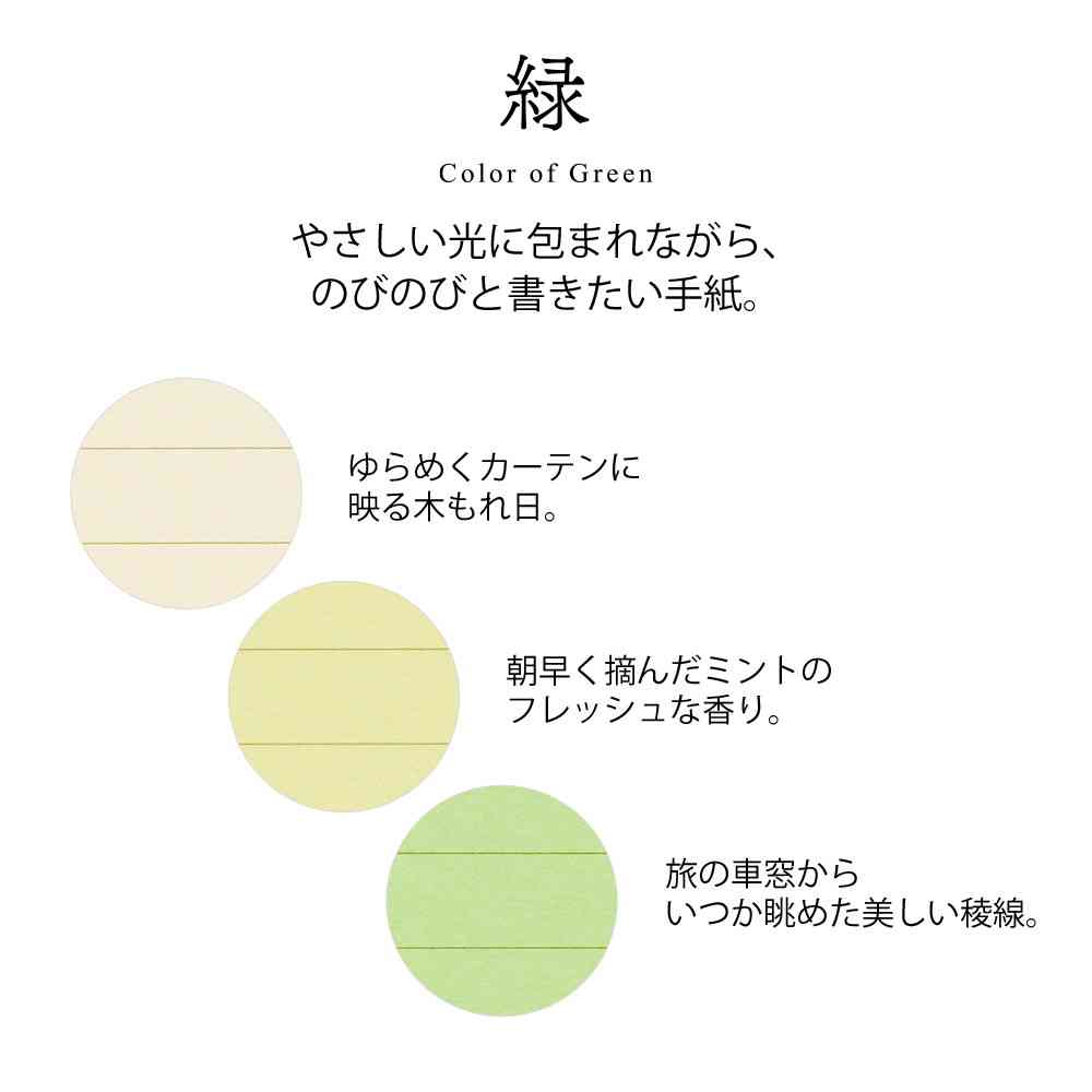 ミドリ レターセット916 色を贈る 緑 便箋／12枚入（3色×4枚）、封筒／4枚入 - Image 11