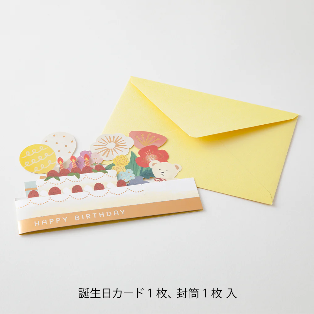 ミドリ カード 立体 誕生日 ケーキ柄 1個 - Image 2