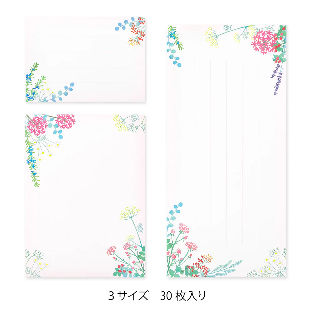 ミドリ 一筆箋 3サイズ 花束柄 1冊 - Image 3