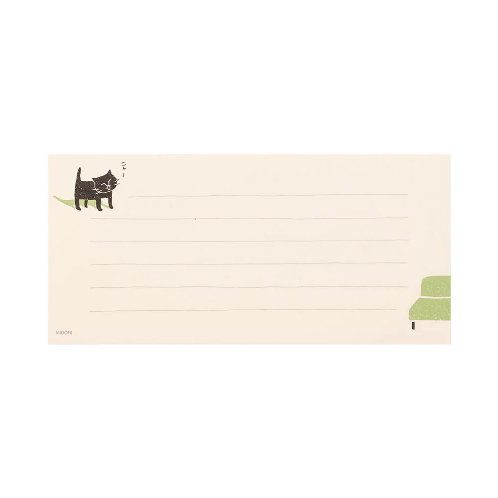 ミドリ 一筆箋 きらく ねこ柄 1冊 - Image 2