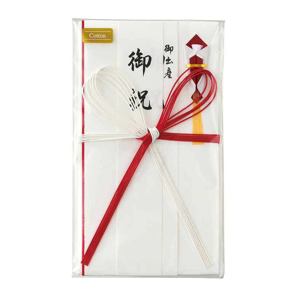 マルアイ コットン祝金封赤白5本花結び 短冊3枚 1枚 - Image 3