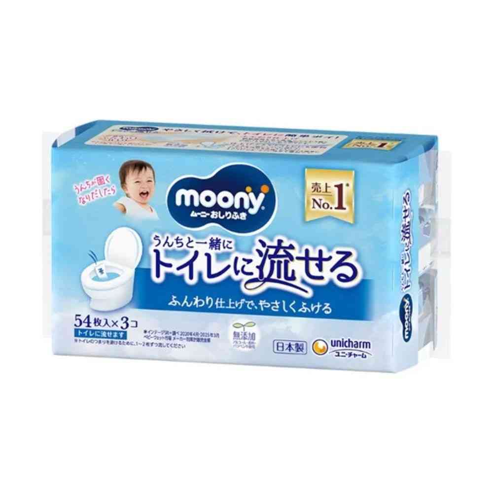 ユニ・チャーム ムーニー おしりふき トイレに流せる 詰替 54枚×3個