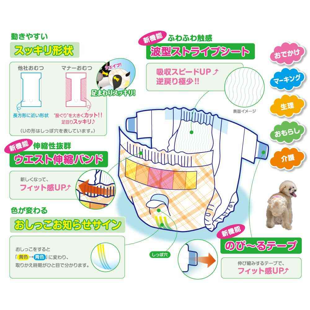 男の子＆女の子のためのマナーおむつ のび〜るテープ SS 64枚 【直送品】 返品・キャンセル・他商品と同時購入は不可 - Image 3