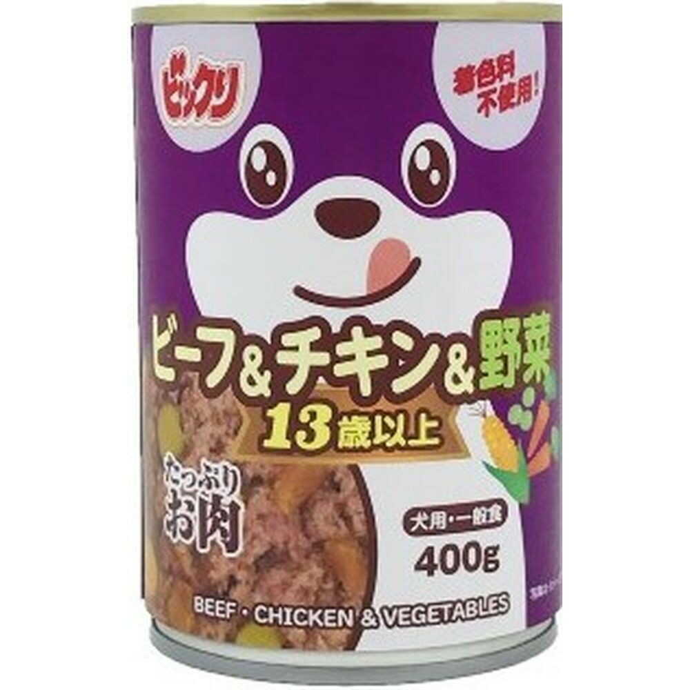 ペットライブラリー ビックリ 犬缶ビーフ&チキン&野菜 13歳以上 400g - Image 3