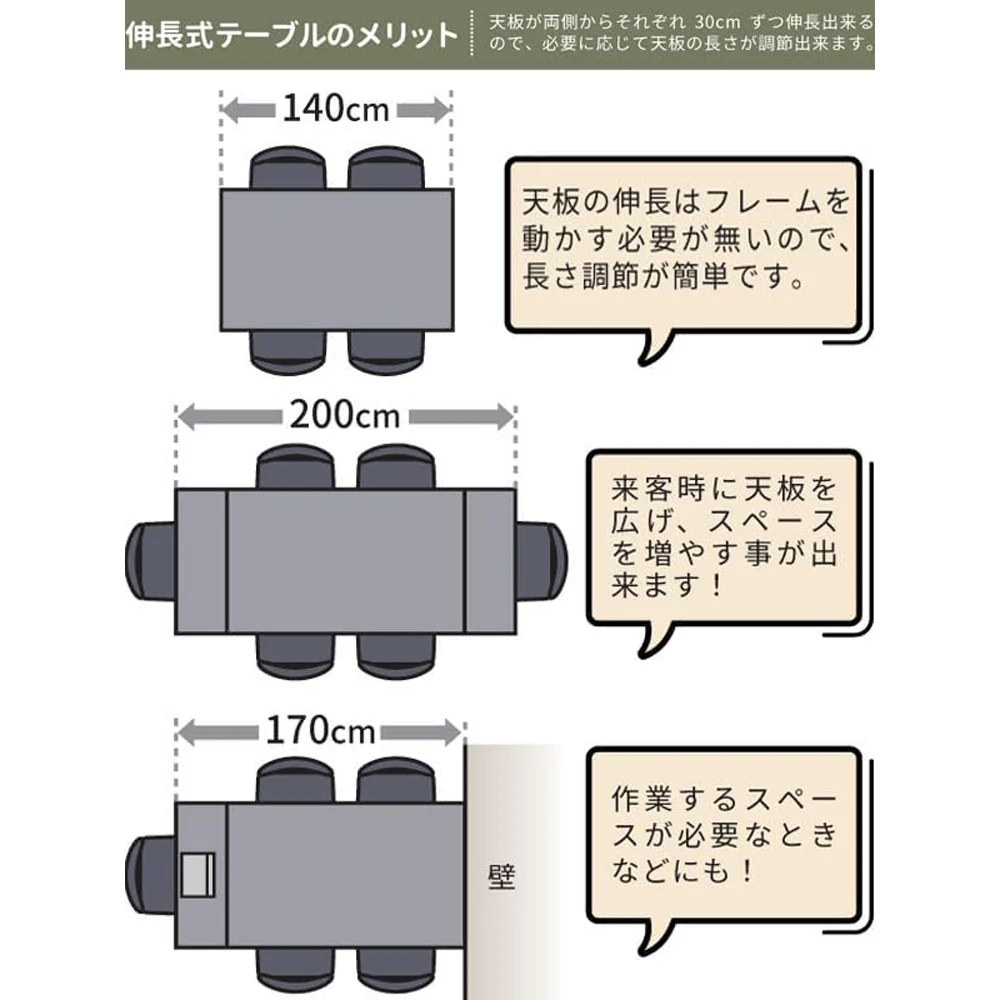 ダイニングテーブル 伸長 Grasty  アッシュグレー 【直送品】 返品・キャンセル・他商品と同時購入は不可 - Image 4