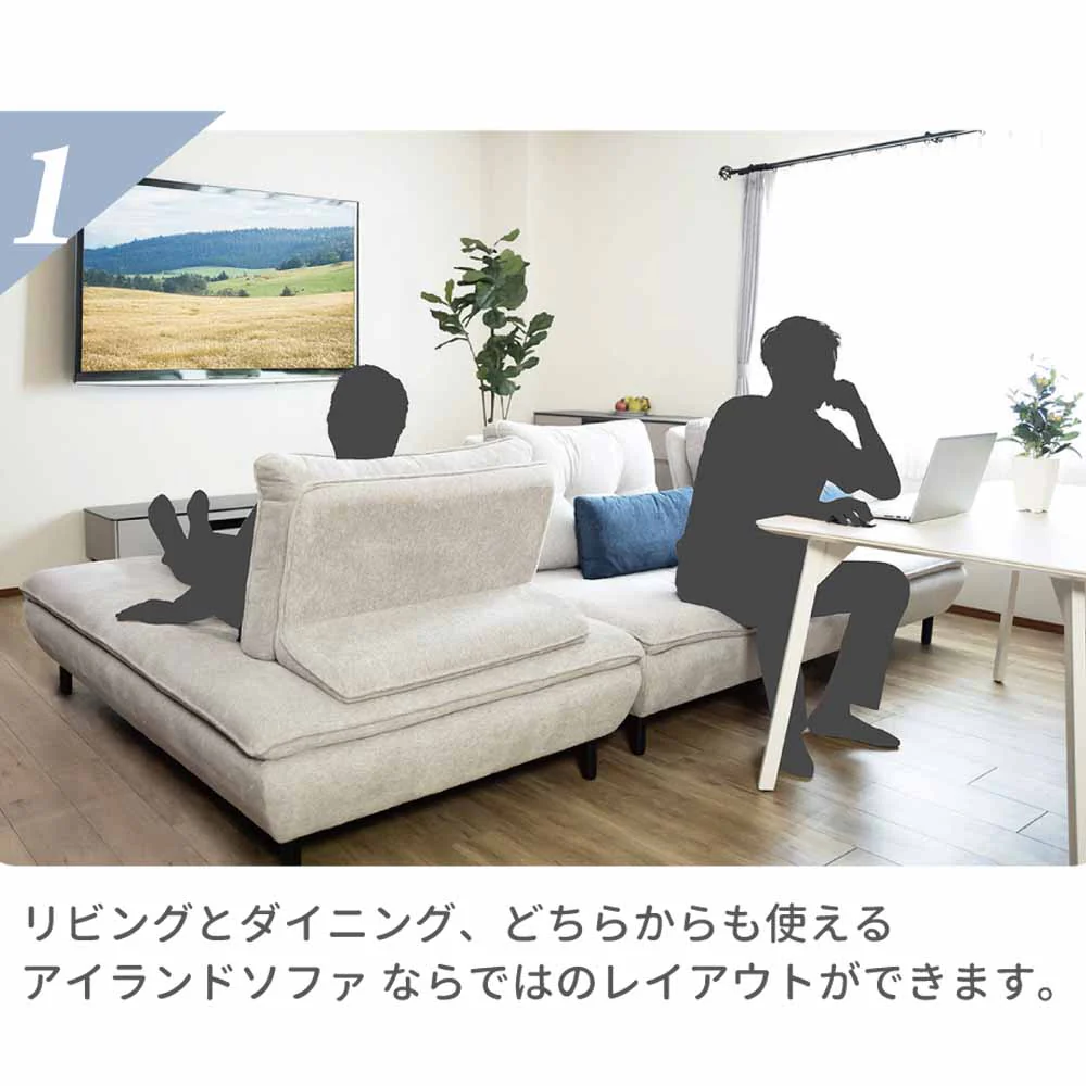 ソファー Isra 2P+背x2 BL、BL/GY 設置 【直送品】 返品・キャンセル・他商品と同時購入は不可 - Image 4
