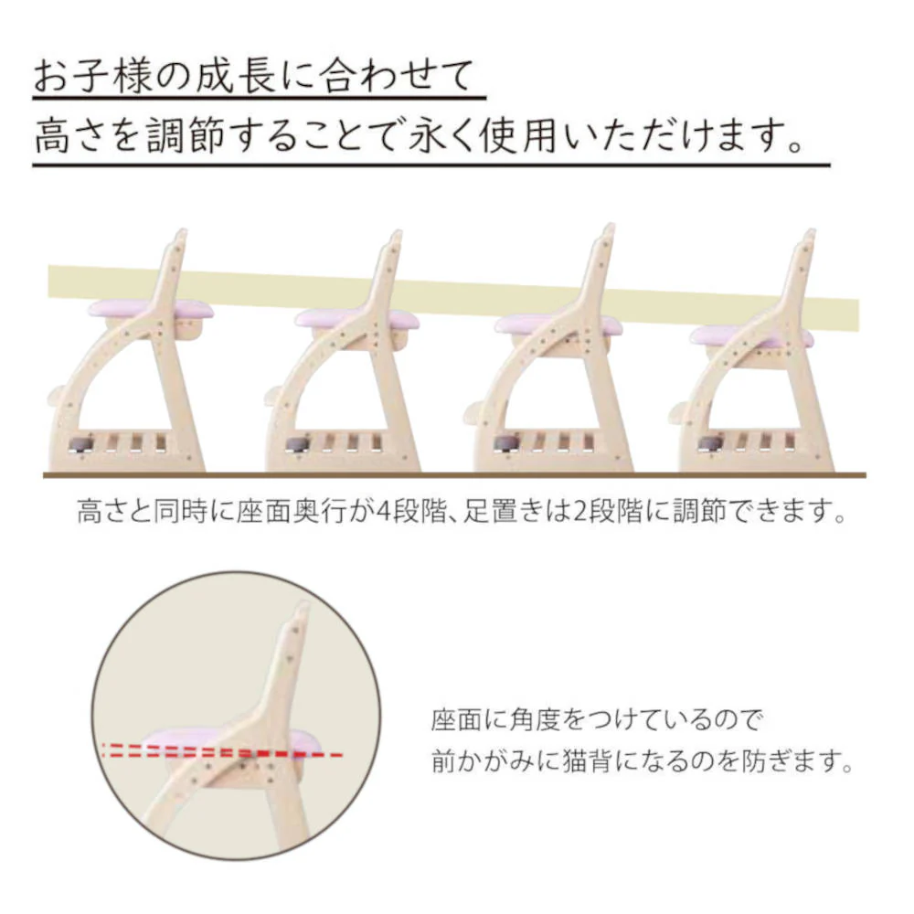 4ステップチェア 木製チェア ホワイト木目×ライトブルー PVC 【直送品】 返品・キャンセル・他商品と同時購入は不可 - Image 3