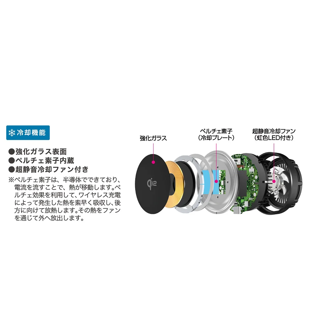カシムラ 冷却機能付 Qi2マグネットワイヤレス充電器 エアコン取付 KW52 - Image 12