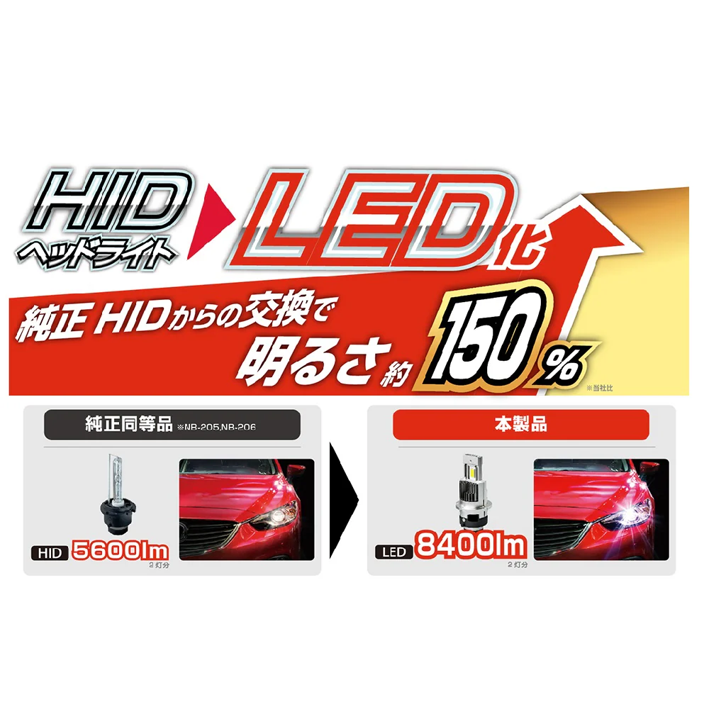 カシムラ HID LEDヘッドバルブ D4S/R 6500K NB208 2個入り - Image 13