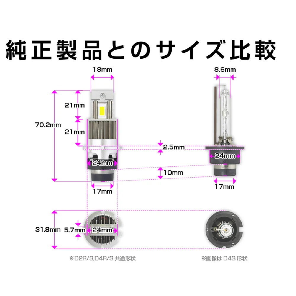 カシムラ HID LEDヘッドバルブ D4S/R 6500K NB208 2個入り - Image 4