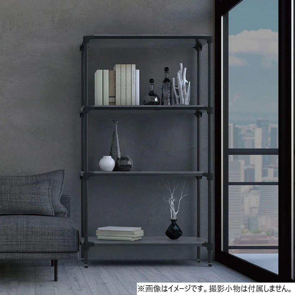 エレクター ベーシックシリーズウッドシェルフ W600xD450mm ブラックウッド ブラックフレーム 棚用 B1824MBB1 - Image 3