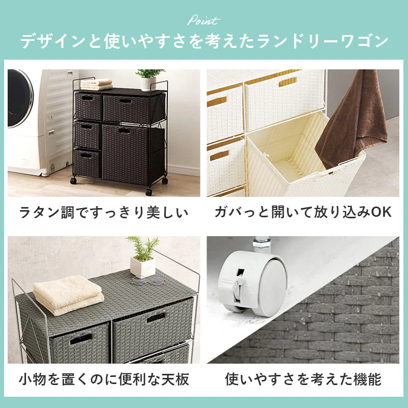 ランドリー 幅65cm RAN-2458GY 【直送品】 返品・キャンセル・他商品と同時購入は不可 - Image 2