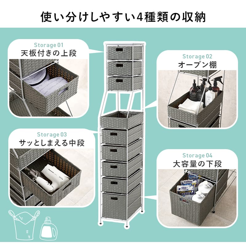 ランドリーチェスト 幅25cm RAN-2461GY 【直送品】 返品・キャンセル・他商品と同時購入は不可 - Image 3