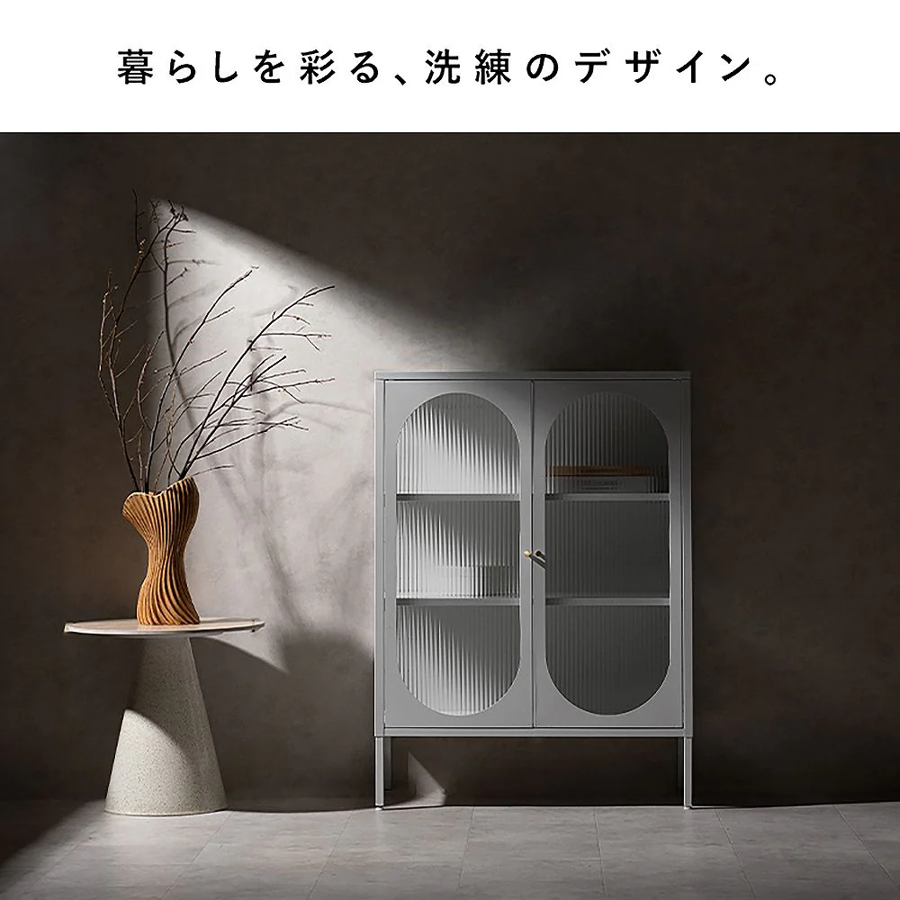 ガラスキャビネット ムーン CBN-1100 ベージュ 組立必要【直送品】 返品・キャンセル・他商品と同時購入は不可 - Image 3
