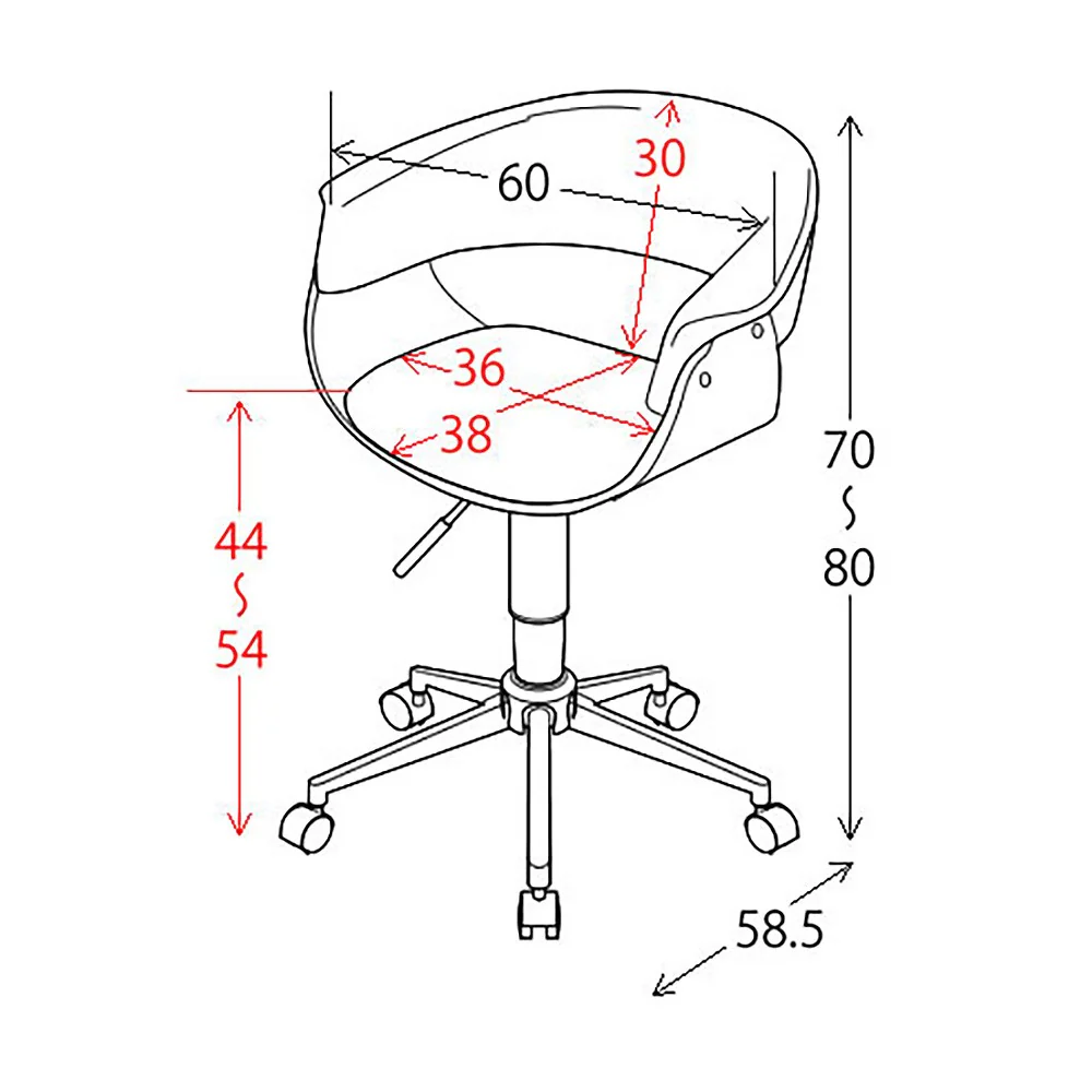 ワークチェア グラシア CH-J1900 BR 組立必要【直送品】 返品・キャンセル・他商品と同時購入は不可 - Image 6