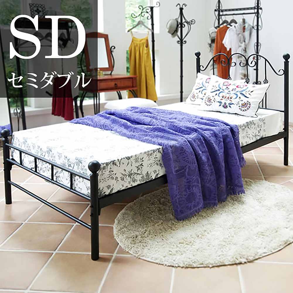 アイアンベッド セミダブル BSK-905SDS BK 組立必要【直送品】 返品・キャンセル・他商品と同時購入は不可 - Image 2