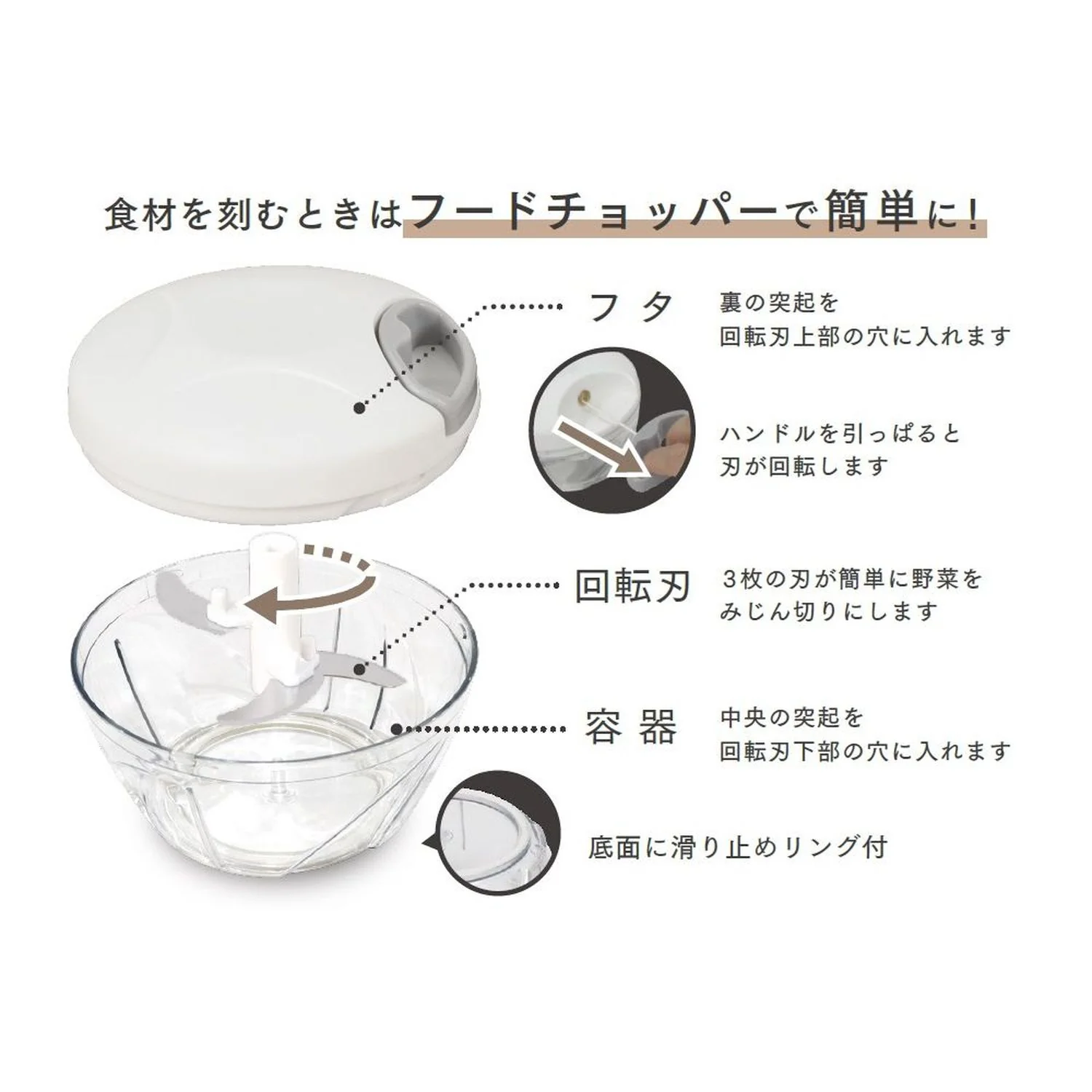 梶原産業 みじん切りフードチョッパー SUN-001 - Image 3