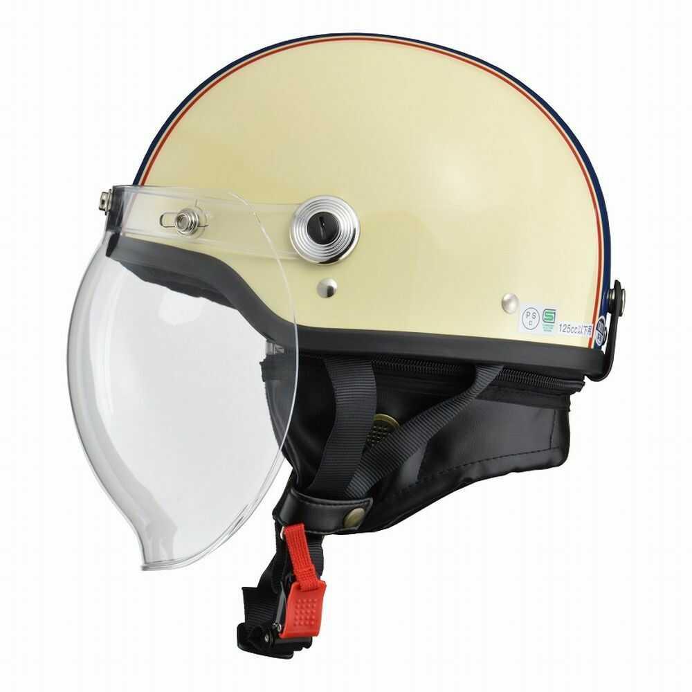 リード工業 CROSS バブルシールド付ハーフヘルメットアイボリー×ネイビー CR760 IVNV 1個 - Image 2