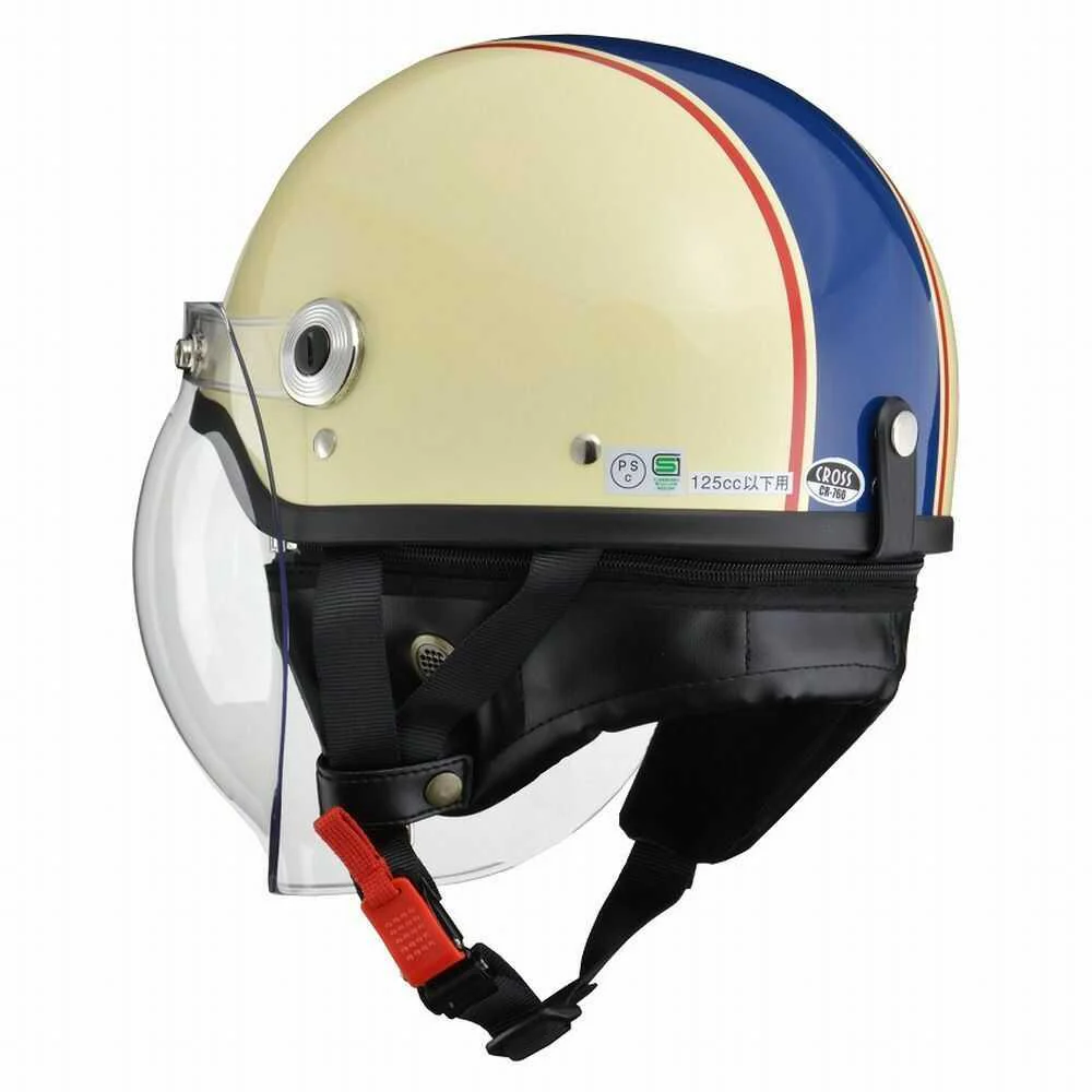 リード工業 CROSS バブルシールド付ハーフヘルメットアイボリー×ネイビー CR760 IVNV 1個 - Image 3
